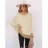 imageZESICA Womens Fall 2025 Oversized Sweaters Long Sleeve Color Block Mock Neck Side Slit Comfy Loose Knitted Pullover TopsApricot