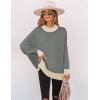 imageZESICA Womens Fall 2025 Oversized Sweaters Long Sleeve Color Block Mock Neck Side Slit Comfy Loose Knitted Pullover TopsDark Grey