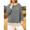 imageZESICA Womens Fall 2025 Oversized Sweaters Long Sleeve Color Block Mock Neck Side Slit Comfy Loose Knitted Pullover TopsDark Grey