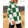 imageZESICA Womens Fall 2025 Oversized Sweaters Long Sleeve Color Block Mock Neck Side Slit Comfy Loose Knitted Pullover TopsGreen