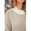 imageZESICA Womens Fall 2025 Oversized Sweaters Long Sleeve Color Block Mock Neck Side Slit Comfy Loose Knitted Pullover TopsOatmeal