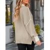 imageZESICA Womens Fall 2025 Oversized Sweaters Long Sleeve Color Block Mock Neck Side Slit Comfy Loose Knitted Pullover TopsOatmeal