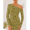 imageZESICA Womens Fall Floral Off Shoulder Bodycon Maxi Dresses 2025 Long Sleeve Ruched Elegant Cocktail Party DressGreen