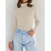 imageZESICA Womens Turtleneck Long Sleeve Shirts 2025 Fall Trendy Tops Slim Fitted Ribbed Knit Basic Casual SweaterApricot