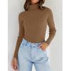 imageZESICA Womens Turtleneck Long Sleeve Shirts 2025 Fall Trendy Tops Slim Fitted Ribbed Knit Basic Casual SweaterBrown