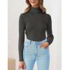 imageZESICA Womens Turtleneck Long Sleeve Shirts 2025 Fall Trendy Tops Slim Fitted Ribbed Knit Basic Casual SweaterCharcoal
