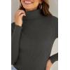imageZESICA Womens Turtleneck Long Sleeve Shirts 2025 Fall Trendy Tops Slim Fitted Ribbed Knit Basic Casual SweaterCharcoal