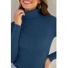 imageZESICA Womens Turtleneck Long Sleeve Shirts 2025 Fall Trendy Tops Slim Fitted Ribbed Knit Basic Casual SweaterNavy