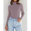 imageZESICA Womens Turtleneck Long Sleeve Shirts 2025 Fall Trendy Tops Slim Fitted Ribbed Knit Basic Casual SweaterTaro