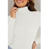 imageZESICA Womens Turtleneck Long Sleeve Shirts 2025 Fall Trendy Tops Slim Fitted Ribbed Knit Basic Casual SweaterWhite