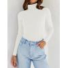 imageZESICA Womens Turtleneck Long Sleeve Shirts 2025 Fall Trendy Tops Slim Fitted Ribbed Knit Basic Casual SweaterWhite