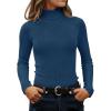 imageZESICA Womens Turtleneck Long Sleeve Shirts 2025 Fall Trendy Tops Slim Fitted Ribbed Knit Basic Casual SweaterNavy