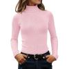 imageZESICA Womens Turtleneck Long Sleeve Shirts 2025 Fall Trendy Tops Slim Fitted Ribbed Knit Basic Casual SweaterPink