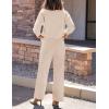 imageZESICA Womens 2 Piece Outfits Lounge Pajama Sets 2025 Fall Long Sleeve Cardigans Wide Leg Pants Matching Winter ClothesApricot