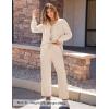 imageZESICA Womens 2 Piece Outfits Lounge Pajama Sets 2025 Fall Long Sleeve Cardigans Wide Leg Pants Matching Winter ClothesApricot