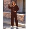 imageZESICA Womens 2 Piece Outfits Lounge Pajama Sets 2025 Fall Long Sleeve Cardigans Wide Leg Pants Matching Winter ClothesCaramel