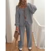 imageZESICA Womens 2 Piece Outfits Lounge Pajama Sets 2025 Fall Long Sleeve Cardigans Wide Leg Pants Matching Winter ClothesGray