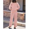 imageZESICA Womens 2 Piece Outfits Lounge Pajama Sets 2025 Fall Long Sleeve Cardigans Wide Leg Pants Matching Winter ClothesPink