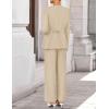 imageZESICA Womens 2025 Fall Two Piece Suits Set Casual Business Long Sleeve Blazer Jacket Wide Leg Pants Work Outfits SetsApricot