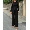 imageZESICA Womens 2025 Fall Two Piece Suits Set Casual Business Long Sleeve Blazer Jacket Wide Leg Pants Work Outfits SetsBlack