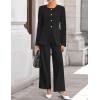 imageZESICA Womens 2025 Fall Two Piece Suits Set Casual Business Long Sleeve Blazer Jacket Wide Leg Pants Work Outfits SetsBlack