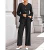 imageZESICA Womens 2025 Fall Two Piece Suits Set Casual Business Long Sleeve Blazer Jacket Wide Leg Pants Work Outfits SetsBlack