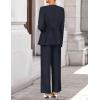 imageZESICA Womens 2025 Fall Two Piece Suits Set Casual Business Long Sleeve Blazer Jacket Wide Leg Pants Work Outfits SetsNavy