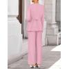 imageZESICA Womens 2025 Fall Two Piece Suits Set Casual Business Long Sleeve Blazer Jacket Wide Leg Pants Work Outfits SetsPink