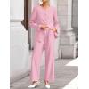 imageZESICA Womens 2025 Fall Two Piece Suits Set Casual Business Long Sleeve Blazer Jacket Wide Leg Pants Work Outfits SetsPink
