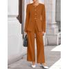 imageZESICA Womens 2025 Fall Two Piece Suits Set Casual Business Long Sleeve Blazer Jacket Wide Leg Pants Work Outfits SetsRust