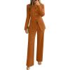 imageZESICA Womens 2025 Fall Two Piece Suits Set Casual Business Long Sleeve Blazer Jacket Wide Leg Pants Work Outfits SetsRust