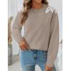 imageZESICA Womens Fall Long Sleeve Sweaters 2025 Crew Neck Knit Loose Dressy Pullover Tops Winter Trendy OutfitsKhaki