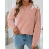 imageZESICA Womens Fall Long Sleeve Sweaters 2025 Crew Neck Knit Loose Dressy Pullover Tops Winter Trendy OutfitsPink