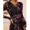 imageZESICA Womens Maxi Dress 2025 Fall Long Sleeve Crewneck Floral Print Mesh Ruched Party Wedding Guest DressesBlackrose