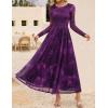 imageZESICA Womens Maxi Dress 2025 Fall Long Sleeve Crewneck Floral Print Mesh Ruched Party Wedding Guest DressesPurple